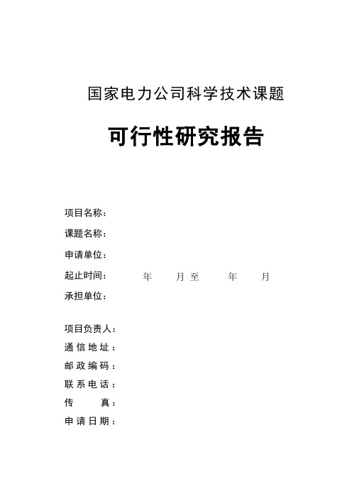 国家电力公司科技项目可行性研究报告