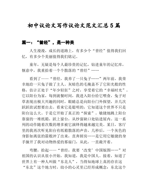 初中议论文写作议论文范文汇总:“曾经”,是一种美等5篇合集