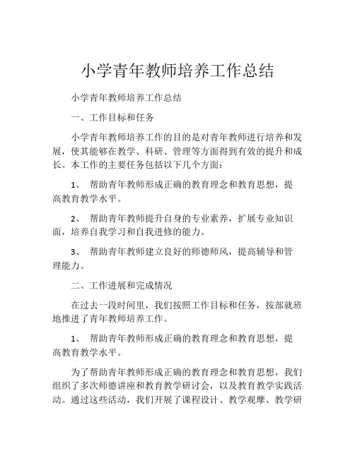 小学青年教师培养工作总结