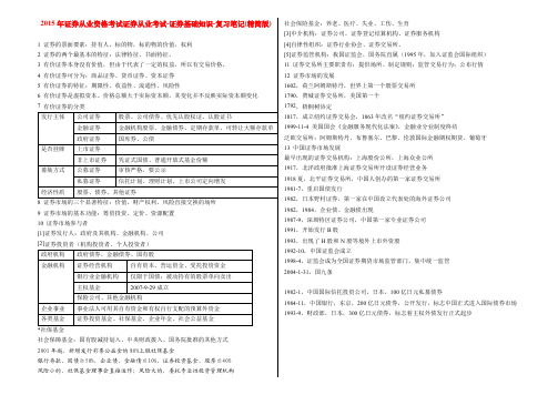 2015年证券从业资格考试证券从业考试-证券基础知识-复习笔记(精简版)