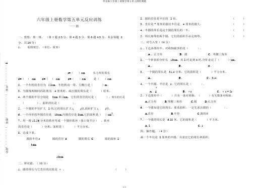 青岛版六年级上册数学第五单元圆检测题