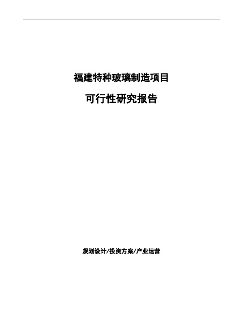 福建特种玻璃制造项目可行性研究报告