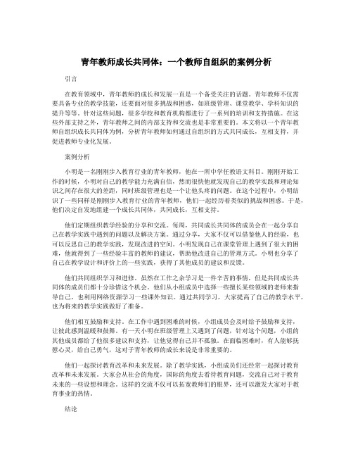 青年教师成长共同体：一个教师自组织的案例分析