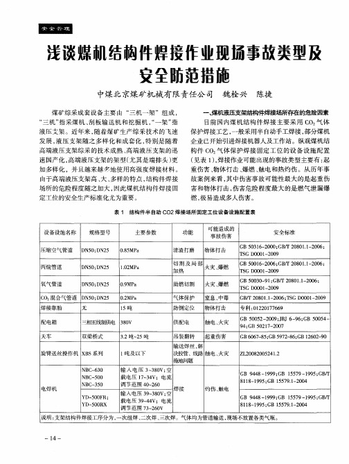 浅谈煤机结构件焊接作业现场事故类型及安拿防范措施