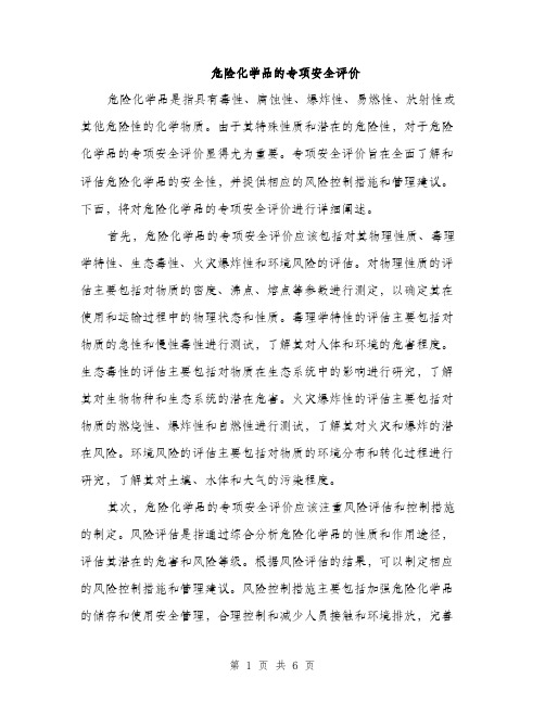 危险化学品的专项安全评价（2篇）