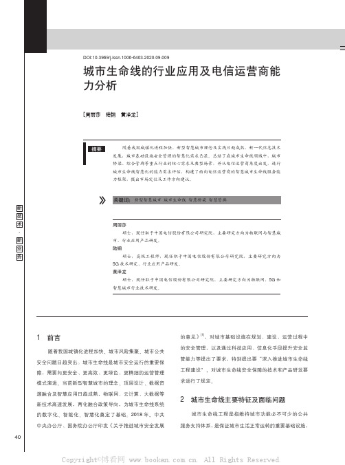 城市生命线的行业应用及电信运营商能力分析