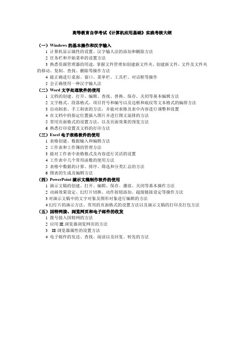 高等教育自学考试计算机应用基础实践考核大纲