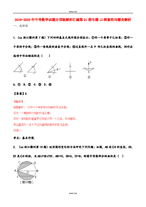 2021年中考数学试题分项版解析汇编第期专题探索性问题含解析