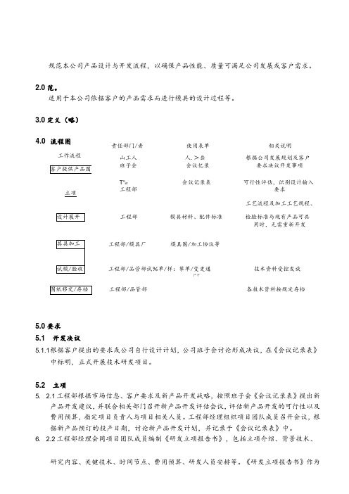 设计开发控制程序(塑料制品)