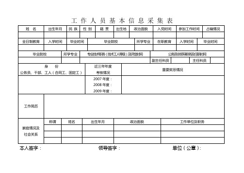 工作人员基本信息采集表