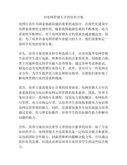 对电网营销人才的培养方案