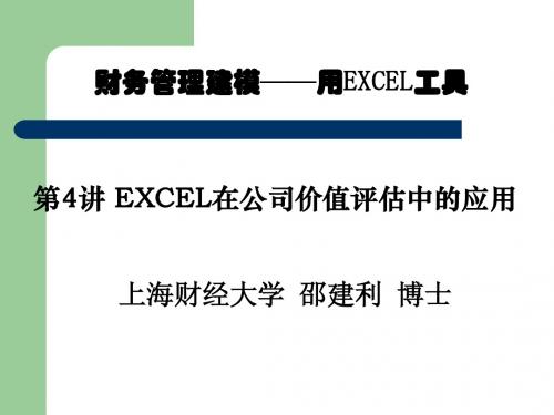 第四讲 EXCEL在公司价值评估中的应用