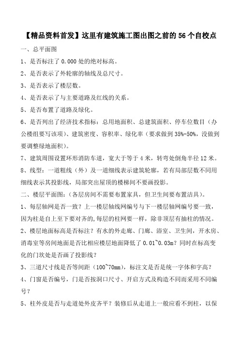 【精品资料首发】这里有建筑施工图出图之前的56个自校点