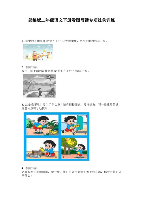 小学二年级语文下册看图写话专项过关训练·部编版(人教)