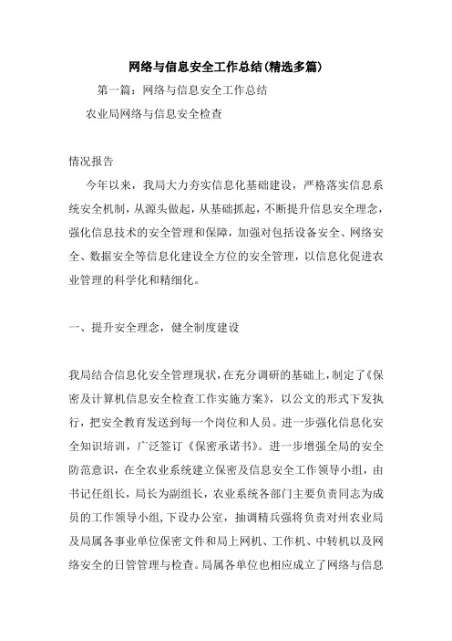 最新网络与信息安全工作总结(精选多篇)