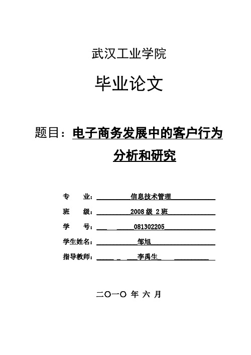 毕业论文：电子商务发展中的消费者行为分析和研究