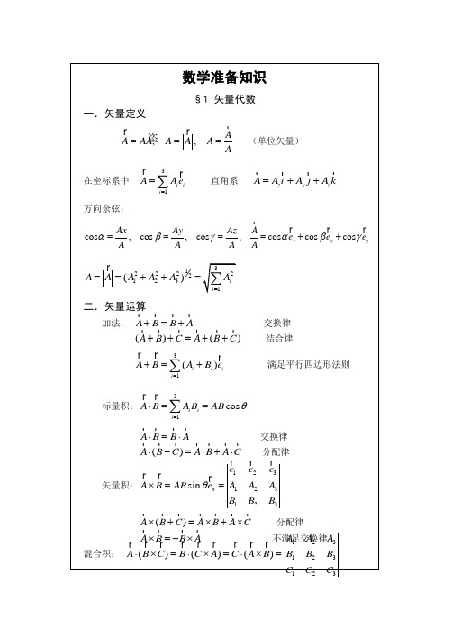 (完整版)常用矢量公式