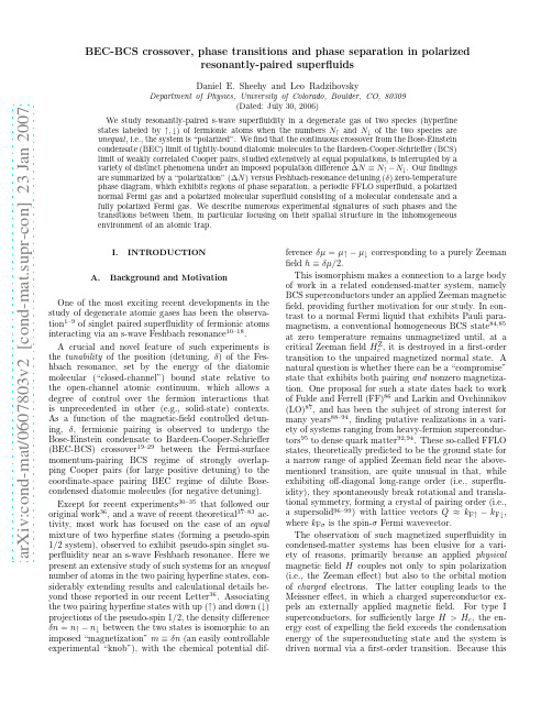 BEC-BCS crossover, phase transitions and phase separation in polarized resonantly-paired su