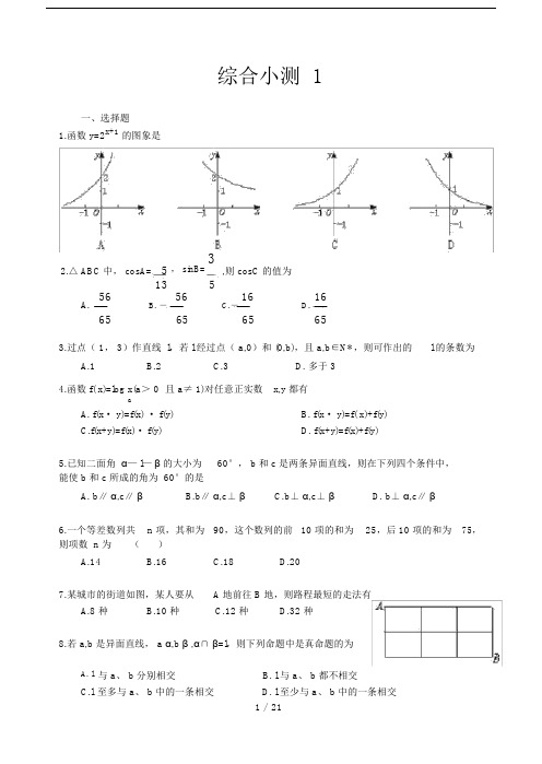 (完整word版)高中数学选择填空题专项训练.docx