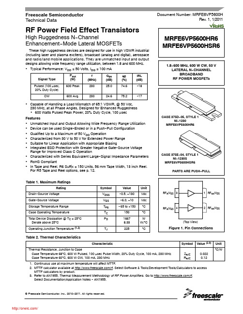 MRFE6VP5600HR5;中文规格书,Datasheet资料