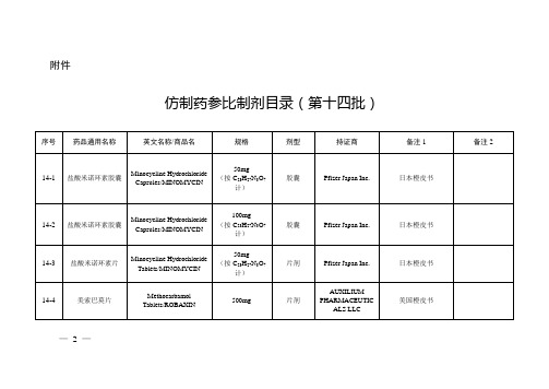 参比制剂第十四批