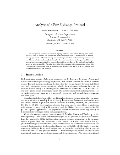 Analysis of a fair exchange protocol