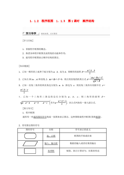 2017-2018版高中数学 第一章 算法初步 1.1.2 程序框图 1.1.3 第1课时 顺序结构