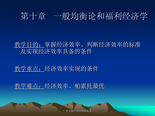 第十章一般均衡论和福利经济学