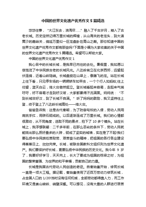 中国的世界文化遗产优秀作文5篇精选