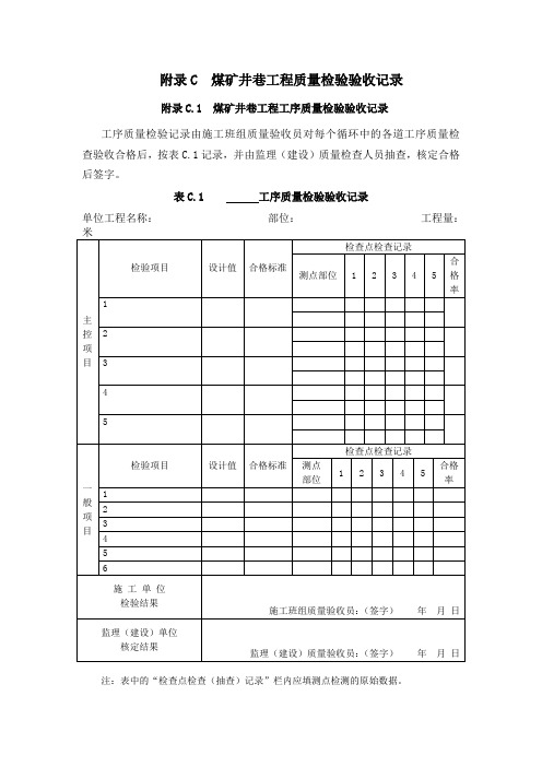 煤矿井巷工程质量验收规范(新表格)