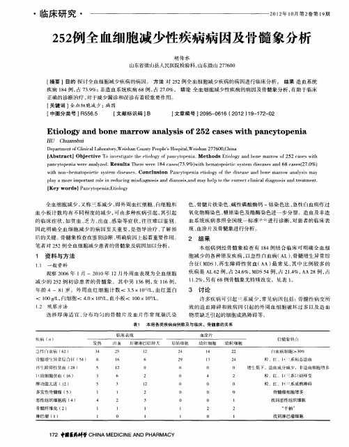 252例全血细胞减少性疾病病因及骨髓象分析