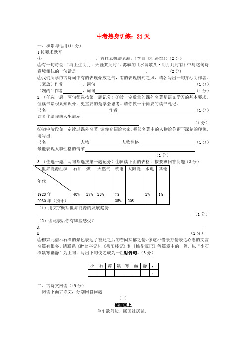 中考语文热身训练 21天