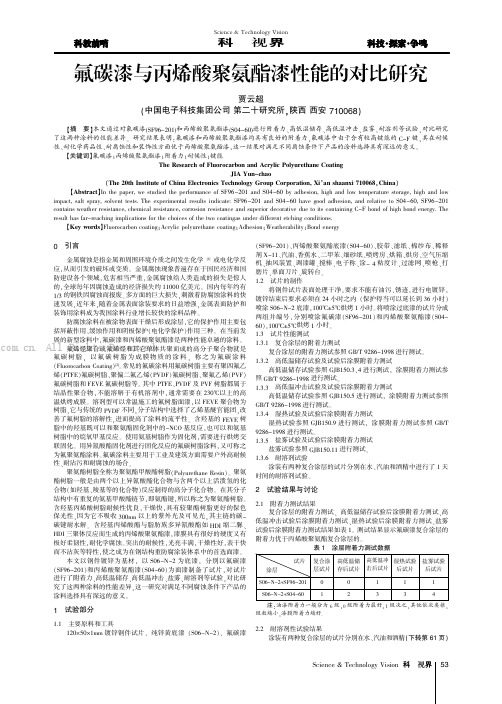 氟碳漆与丙烯酸聚氨酯漆性能的对比研究