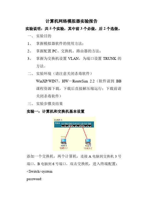 计算机网络基础模拟器实验报告