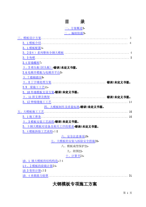 大钢模板专项施工方案