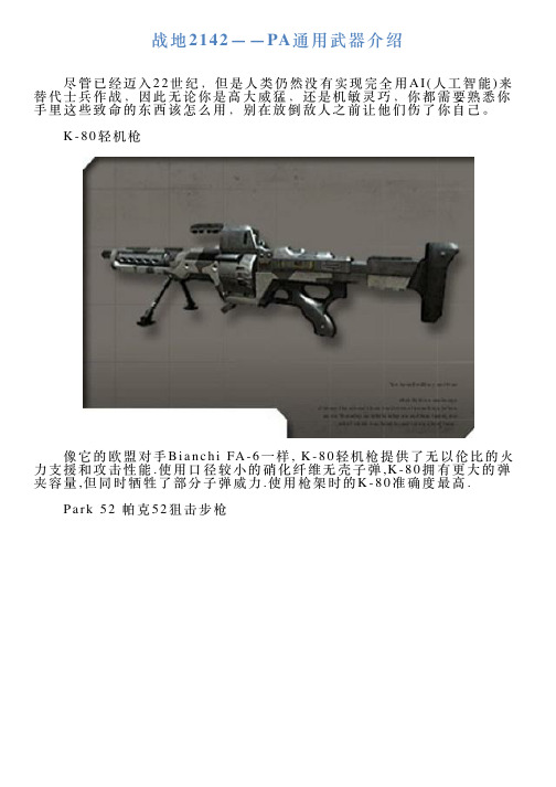 战地2142——PA通用武器介绍