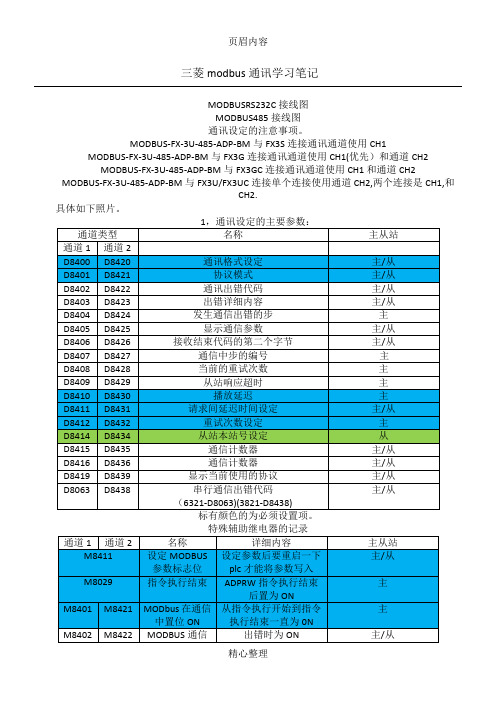 三菱modbus通讯学习笔记