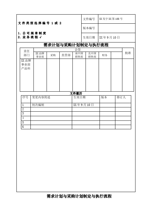 需求计划与采购计划制定流程