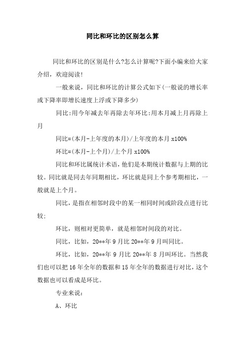 新整理同比和环比的区别怎么算