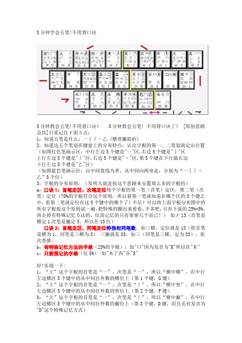 5分钟学会五笔