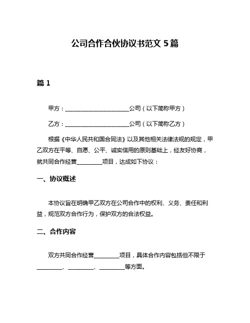 公司合作合伙协议书范文5篇