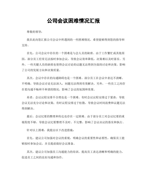 公司会议困难情况汇报