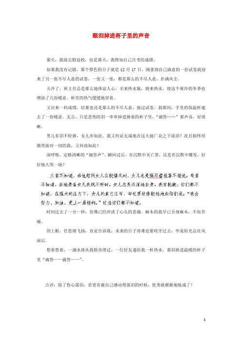 江苏省连云港东海县平明镇中学初中语文 眼泪掉进杯子里的声音优秀作文素材
