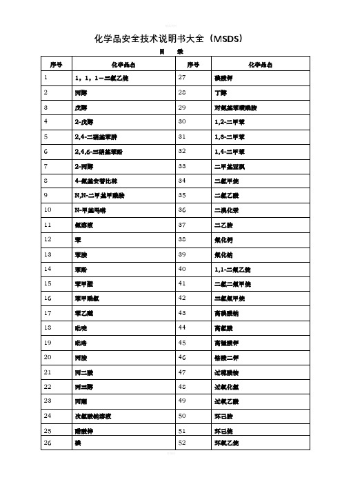 化学品安全技术说明书大全(MSDS)