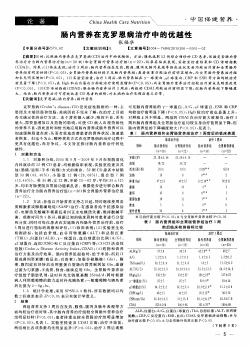 肠内营养在克罗恩病治疗中的优越性