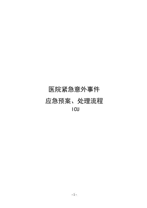 医院紧急意外事件应急预案、处理流程ICU预案