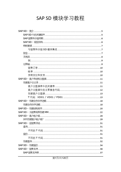 SAP SD模块学习教程