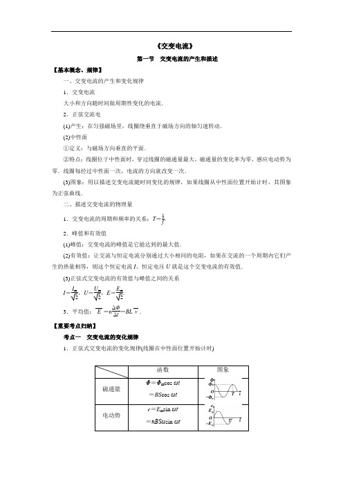 高中物理交变电流知识点归纳