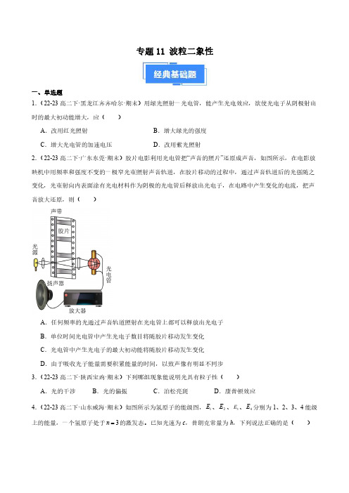 专题11 波粒二象性(原卷版)-备战期末高二物理