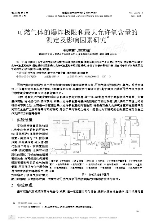 可燃气体的爆炸极限和最大允许氧含量的测定及影响因素研究